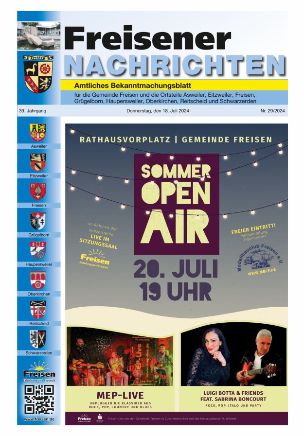 Freisener Nachrichten Titelblatt 29/2024