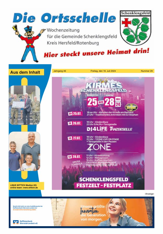 Die Ortsschelle Titelblatt 29/2024