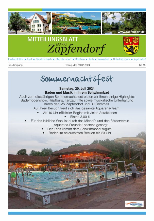 Mitteilungsblatt Markt Zapfendorf Titelblatt 15/2024