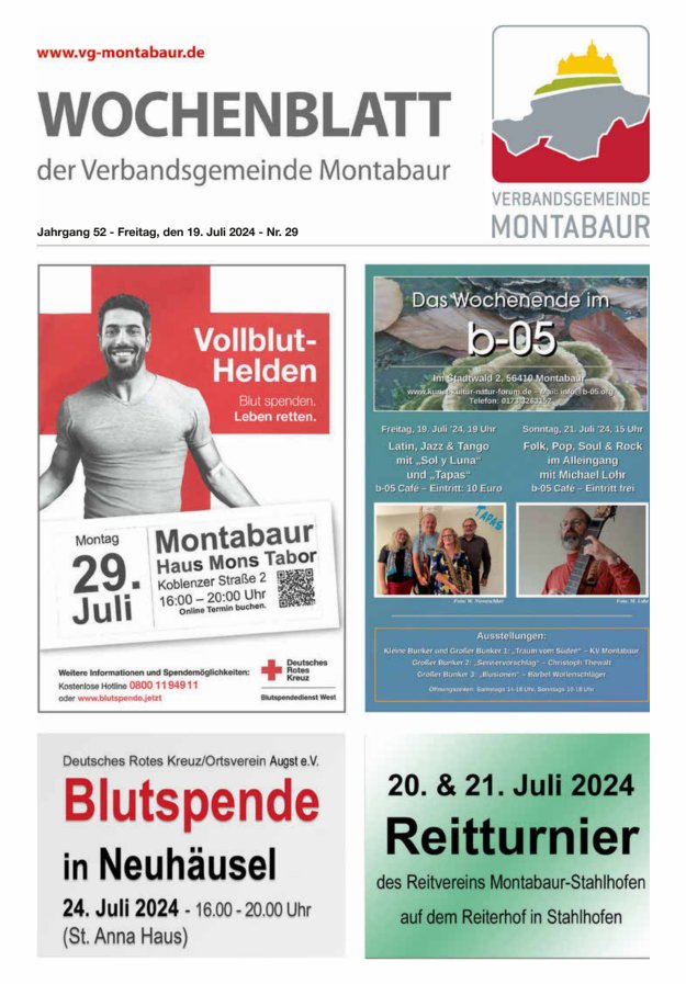 Wochenblatt der Verbandsgemeinde Montabaur Titelblatt 29/2024