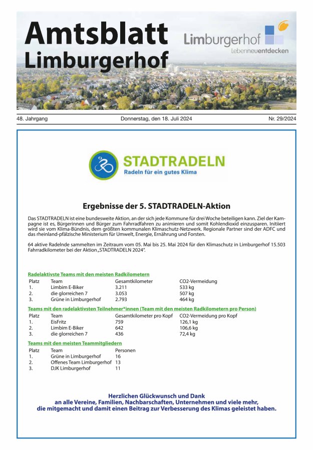 Amtsblatt Limburgerhof Titelblatt 29/2024