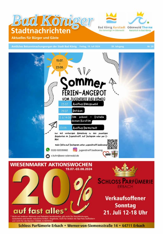 Bad Königer Stadtnachrichten und Badeblatt Titelblatt 29/2024