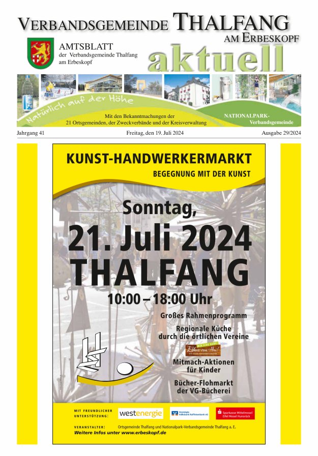 Thalfang aktuell - Amtsblatt VG Thalfang Titelblatt 29/2024