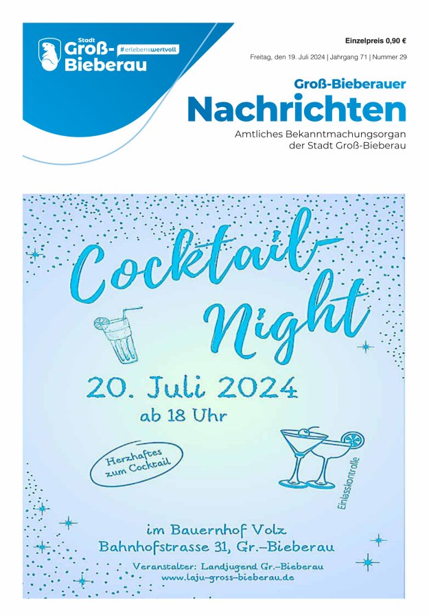 Groß-Bieberauer Nachrichten Titelblatt 29/2024