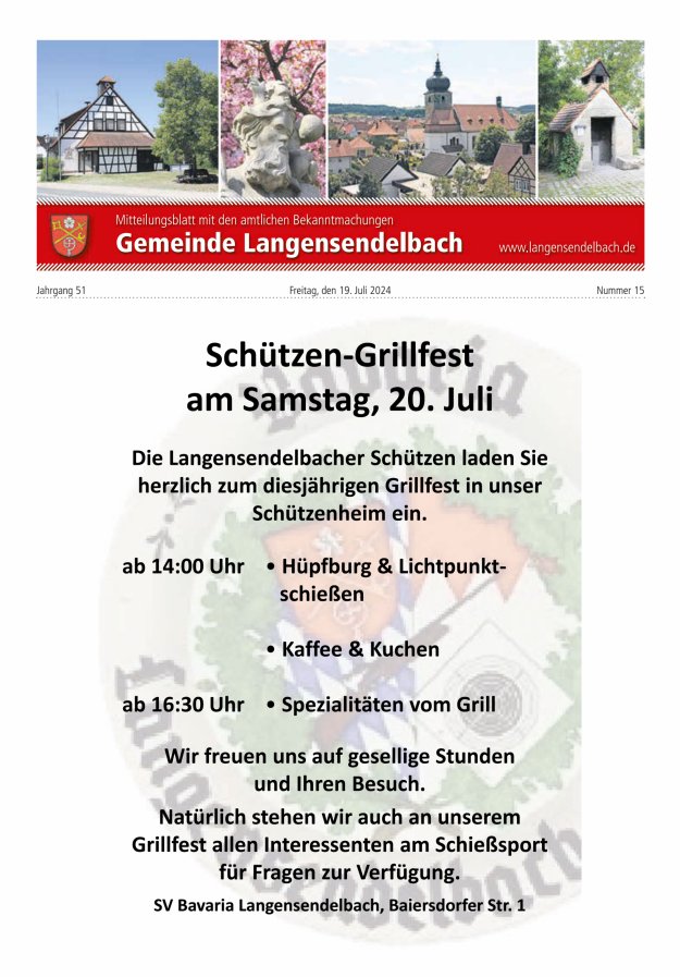 Mitteilungsblatt - Gemeinde Langensendelbach Titelblatt 15/2024