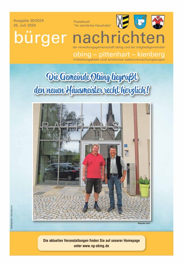 Bürger Nachrichten Obing Pittenhart Kienberg Titelblatt 30/2024