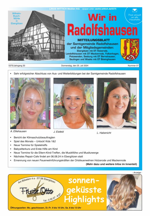 Wir in Radolfshausen Titelblatt 07/2024
