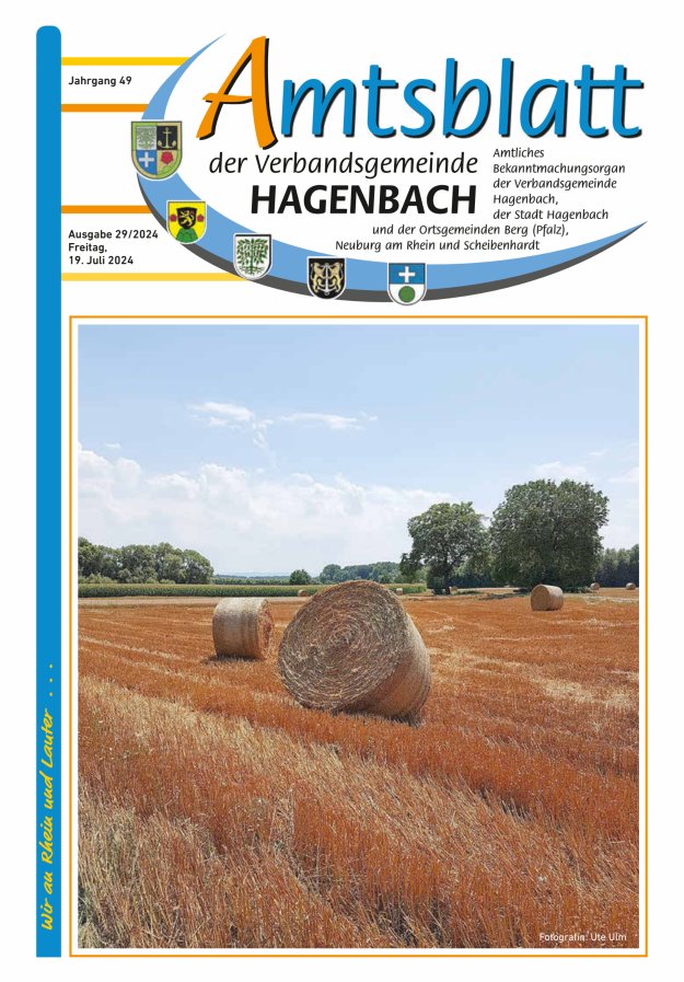 Amtsblatt der VG Hagenbach Titelblatt 29/2024