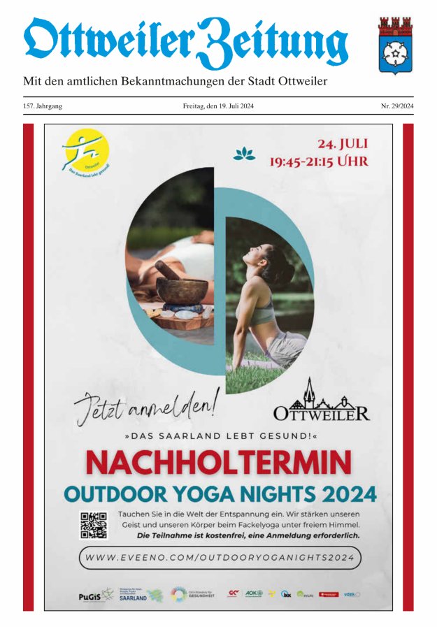 Ottweiler Zeitung Titelblatt 29/2024