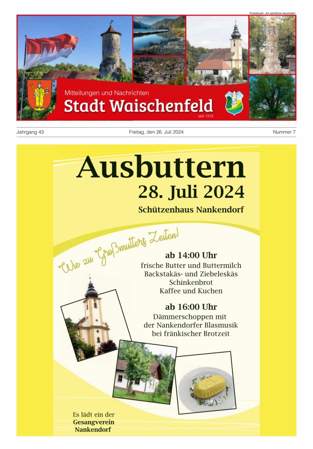 Stadt Waischenfeld - Mitteilungen und andere Nachrichten Titelblatt 07/2024