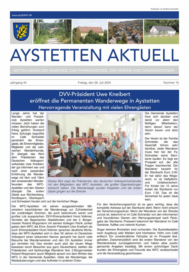 Aystetten Aktuell Wir über uns Titelblatt 15/2024