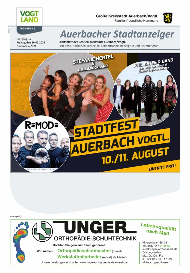 Auerbacher Stadtanzeiger Titelblatt 07/2024