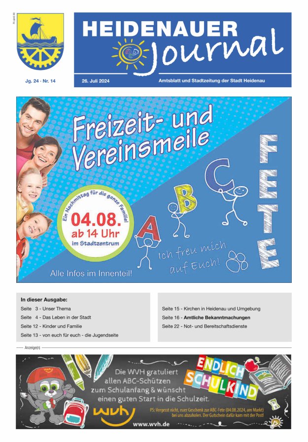 Heidenauer Journal - Amtsblatt und Stadtzeitung der Stadt Heidenau Titelblatt 14/2024