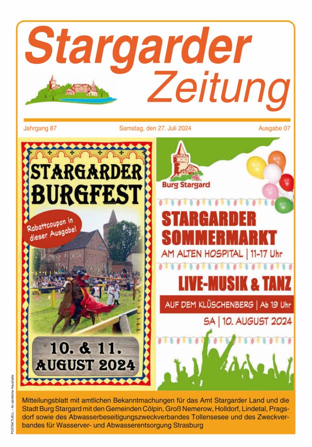 Stargarder Zeitung Titelblatt 07/2024