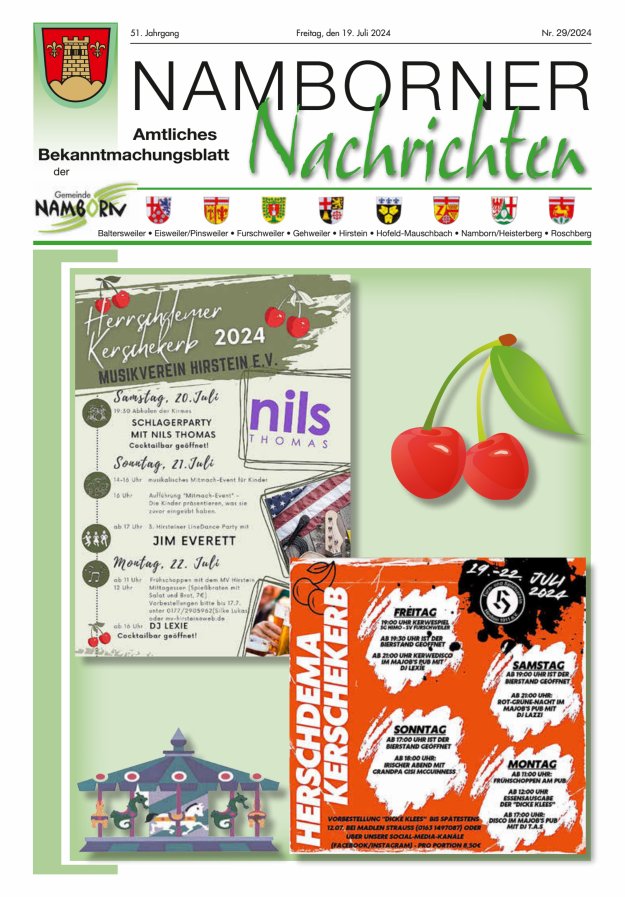 Namborner Nachrichten Titelblatt 29/2024