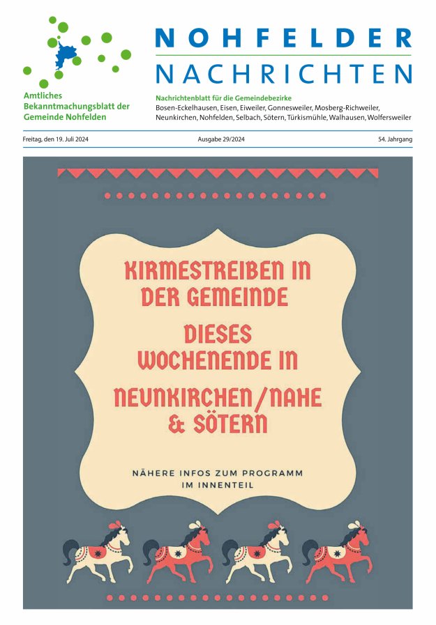 Nohfelder Nachrichten Titelblatt 29/2024
