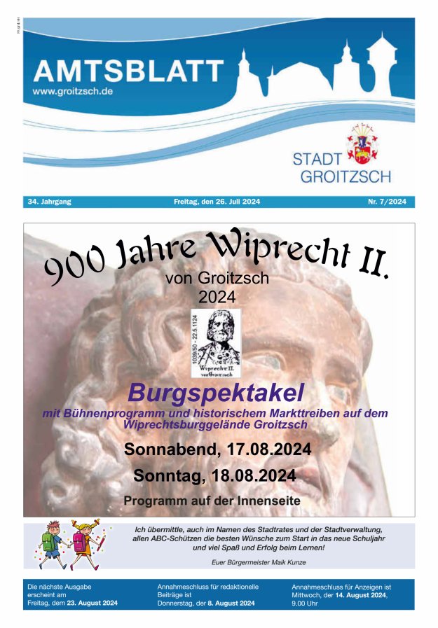 Amtsblatt Stadt Groitzsch Titelblatt 07/2024