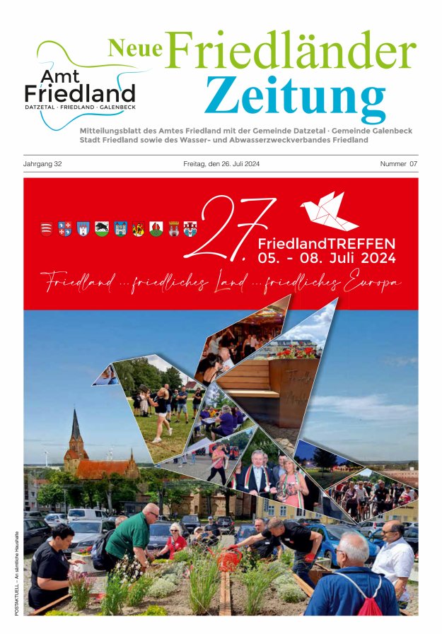 Neue Friedländer Zeitung Titelblatt 07/2024