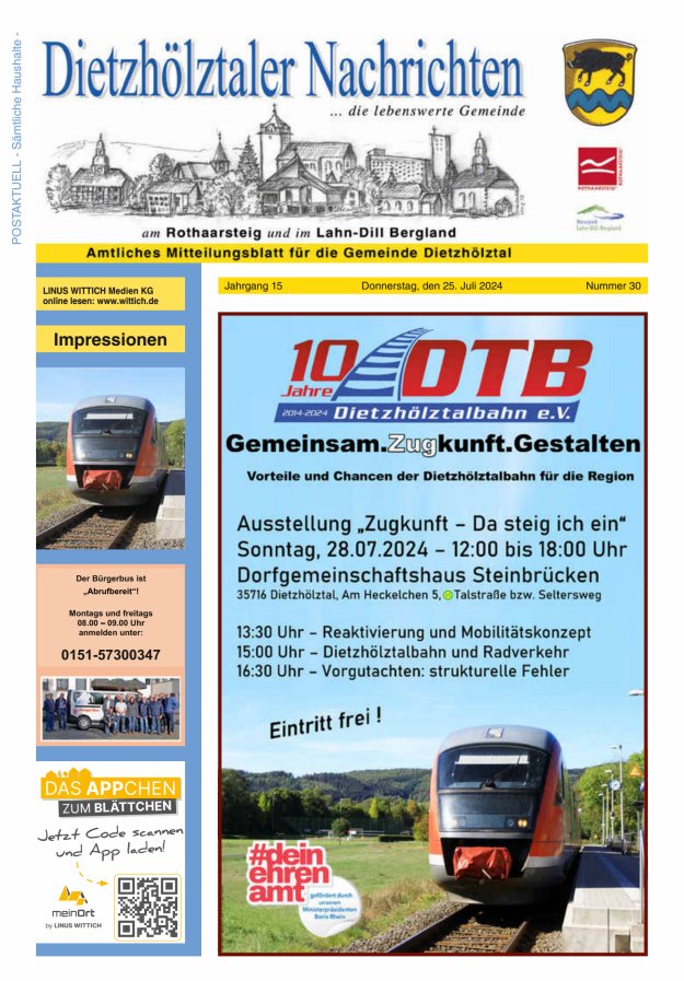 Dietzhölztaler Nachrichten Titelblatt 30/2024