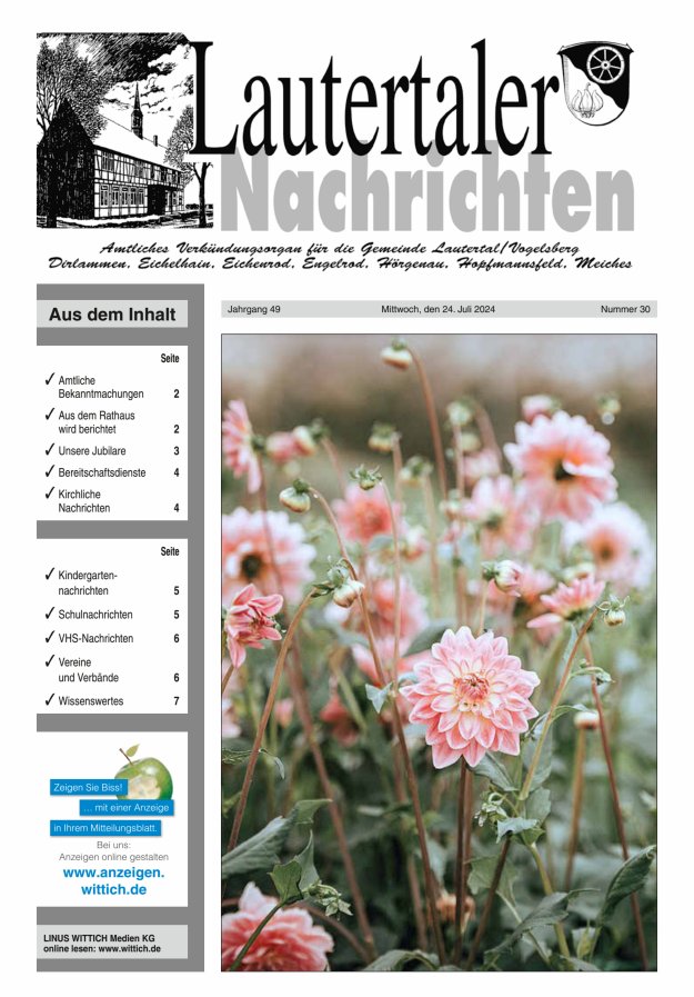 Lautertaler Nachrichten Titelblatt 30/2024