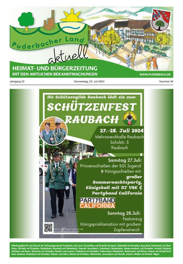 Puderbacher Land aktuell Titelblatt 30/2024