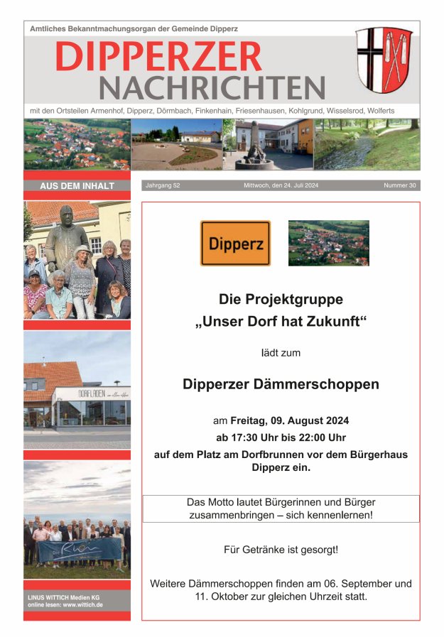 Dipperzer Nachrichten Titelblatt 30/2024