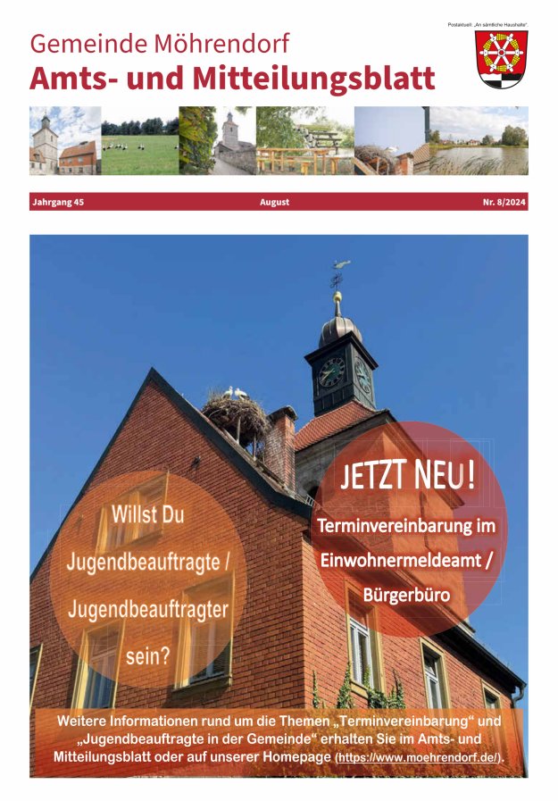 Amts- und Mitteilungsblatt Gemeinde Möhrendorf Titelblatt 08/2024