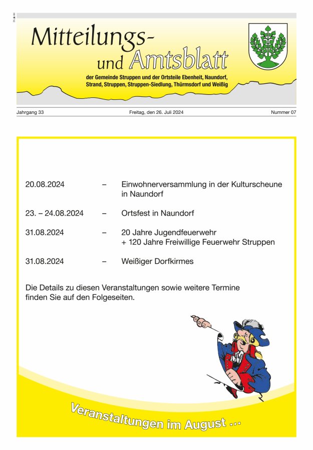 Mitteilungs- und Amtsblatt der Gemeinde Struppen und der Ortsteile Titelblatt 07/2024