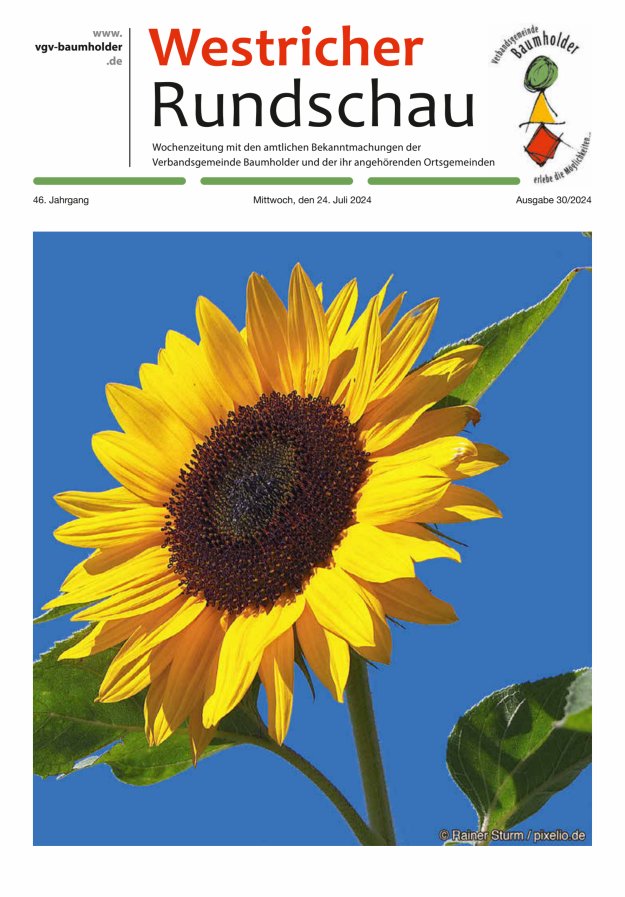 Westricher Rundschau VG Baumholder Titelblatt 30/2024