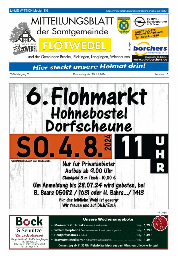 Mitteilungsblatt der Samtgemeinde Flotwedel Titelblatt 15/2024
