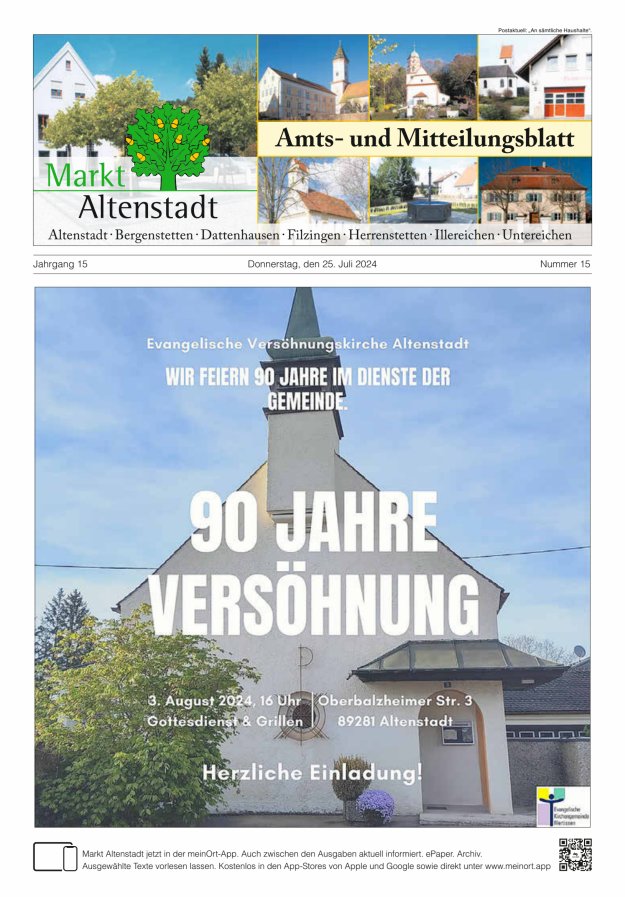Amts- und Mitteilungsblatt des Marktes Altenstadt Titelblatt 15/2024