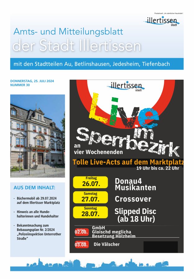 Amts- und Mitteilungsblatt Stadt Illertissen Titelblatt 30/2024