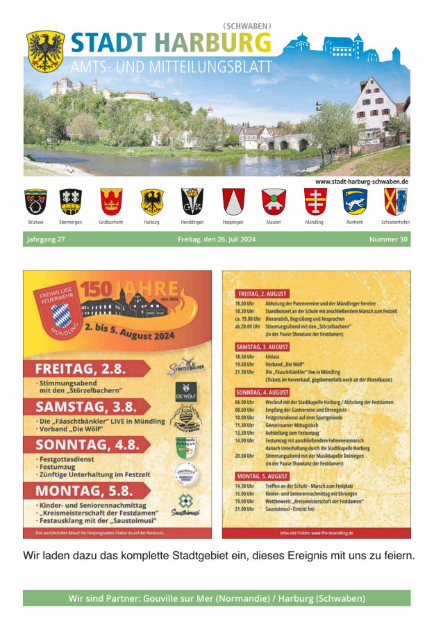 Amts- und Mitteilungsblatt der Stadt Harburg Titelblatt 30/2024
