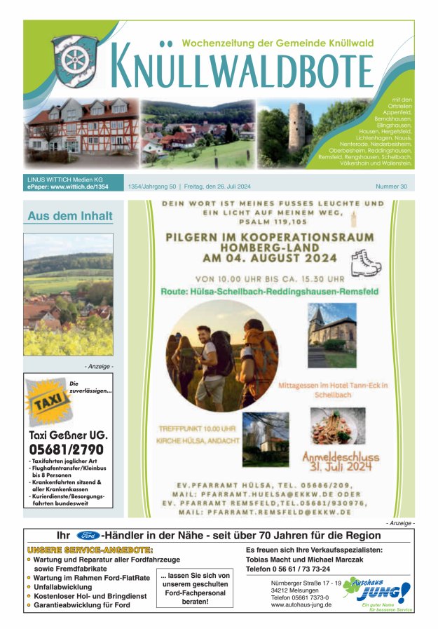 Knüllwaldbote Titelblatt 30/2024