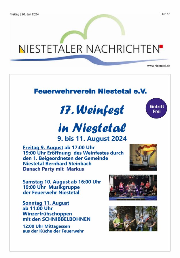 Niestetaler Nachrichten Titelblatt 15/2024
