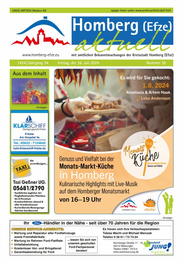 Homberg Efze aktuell Titelblatt 30/2024