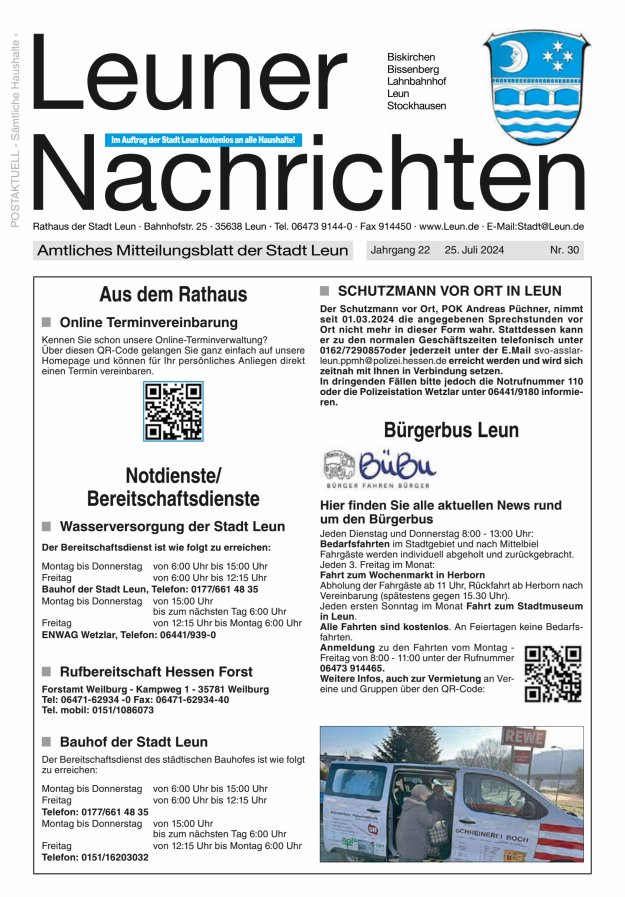 Leuner Nachrichten Titelblatt 30/2024