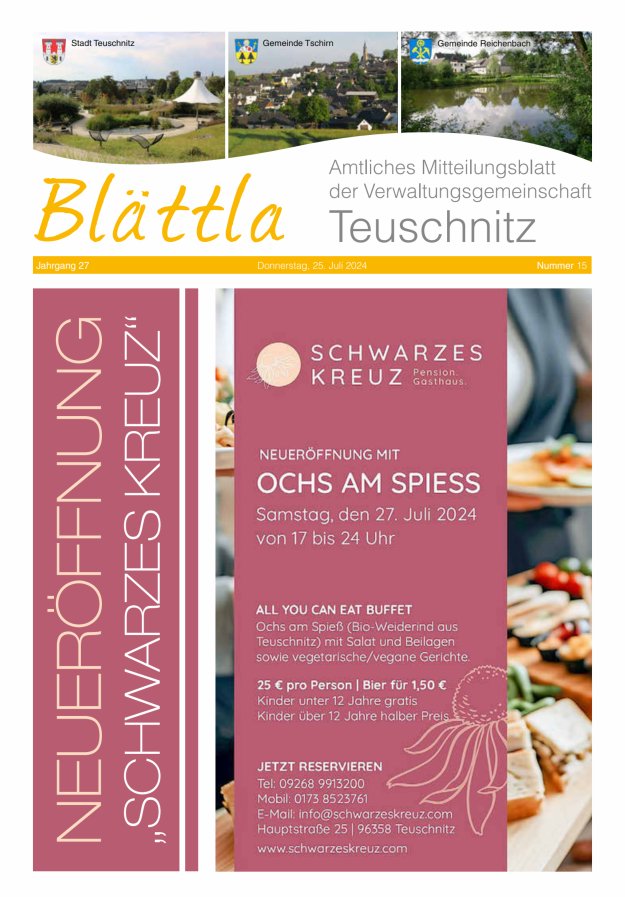 VG-Nachrichten Teuschnitz Titelblatt 15/2024
