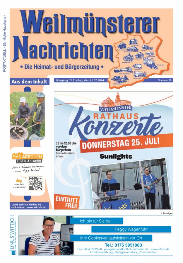 Weilmünsterer Nachrichten Titelblatt 30/2024