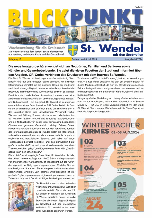 Blickpunkt St Wendel Titelblatt 30/2024