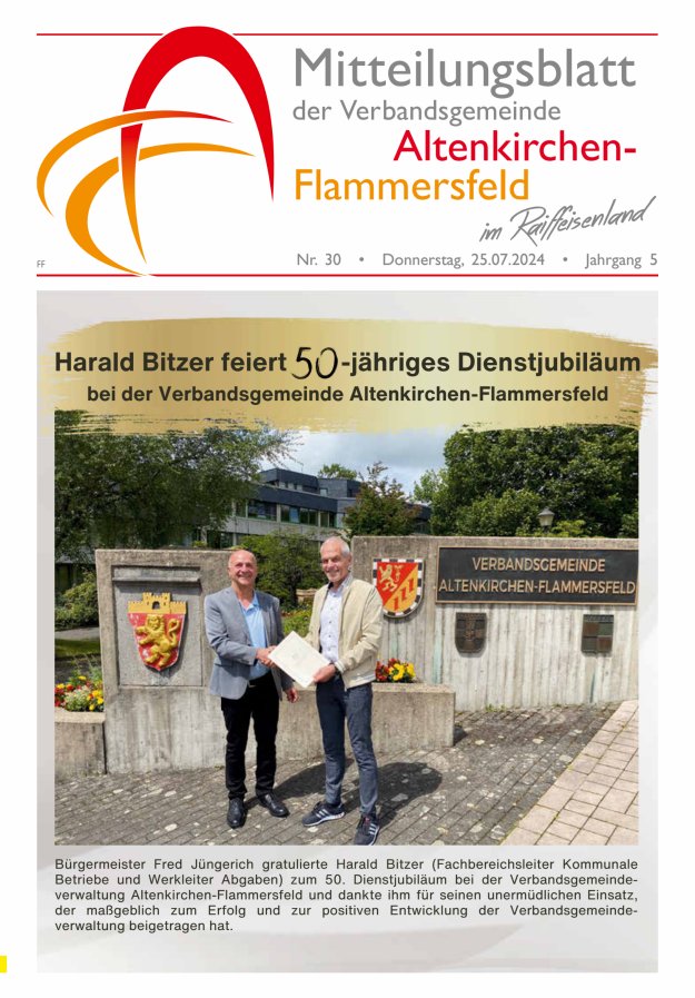 Mitteilungsblatt Verbandsgemeinde Altenkirchen-Flammersfeld Ausg Flammersfeld Titelblatt 30/2024