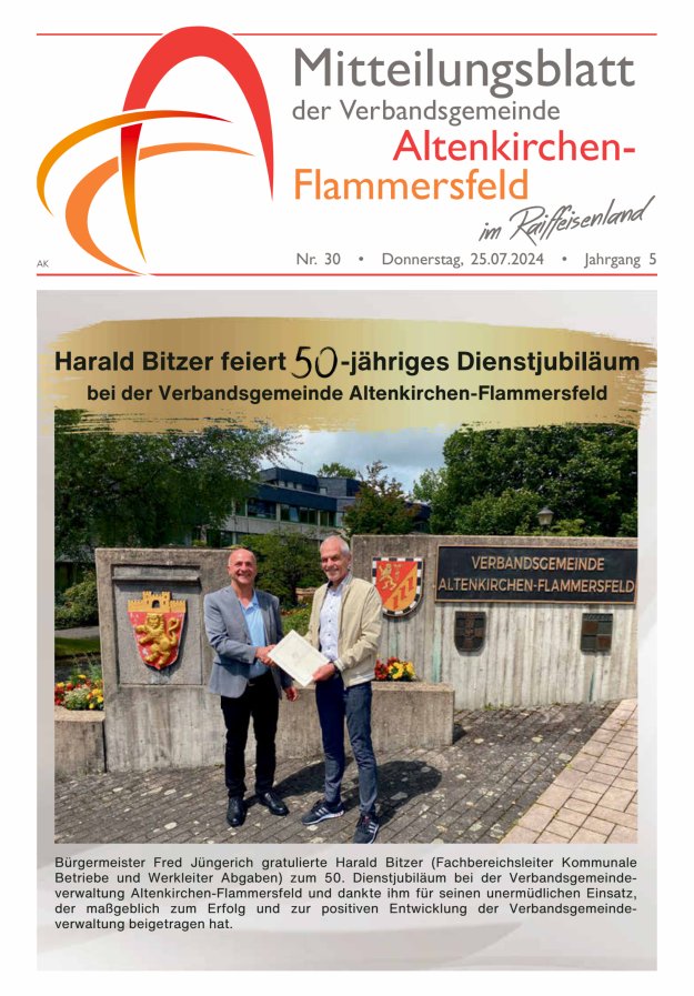 Mitteilungsblatt Verbandsgemeinde Altenkirchen-Flammersfeld Titelblatt 30/2024