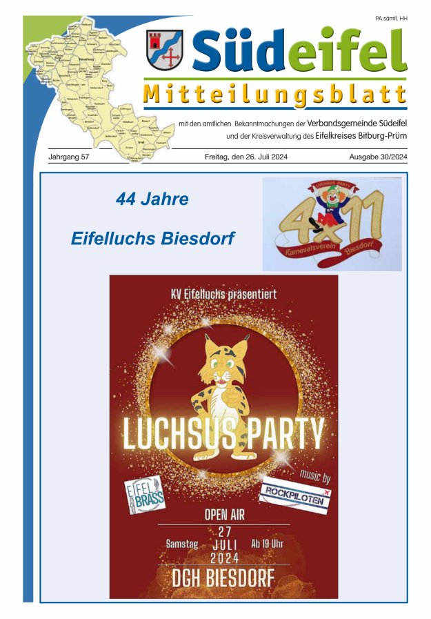 Mitteilungsblatt Südeifel Titelblatt 30/2024