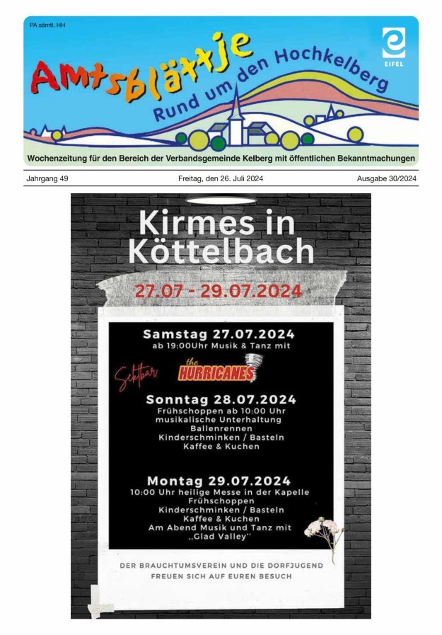 Amtsblättje - Rund um den Hochkelberg Titelblatt 30/2024