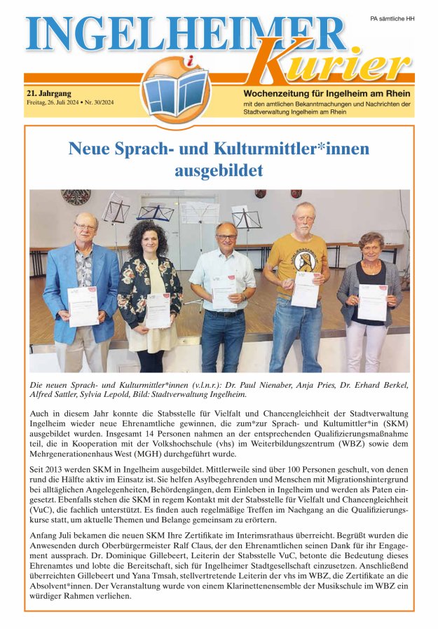 Ingelheimer Kurier Titelblatt 30/2024