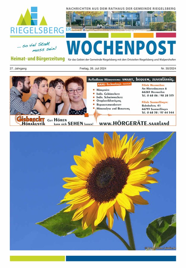 Riegelsberger Wochenpost Titelblatt 30/2024