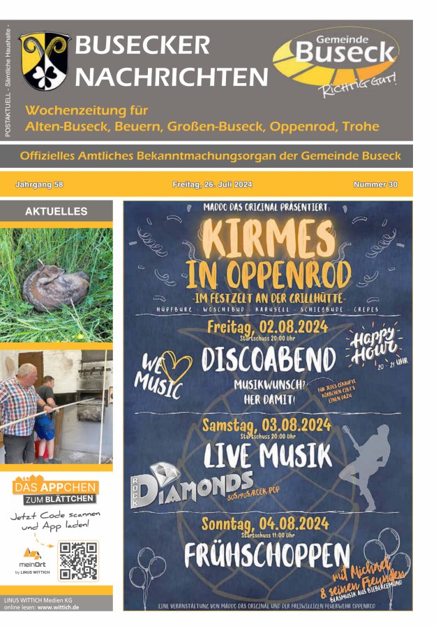 Busecker Nachrichten Titelblatt 30/2024