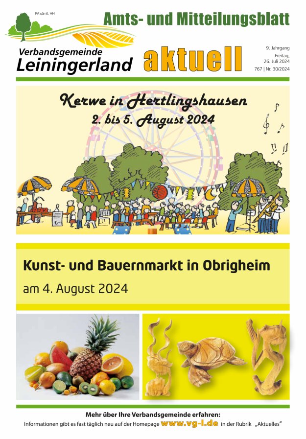 VG Leiningerland aktuell Titelblatt 30/2024