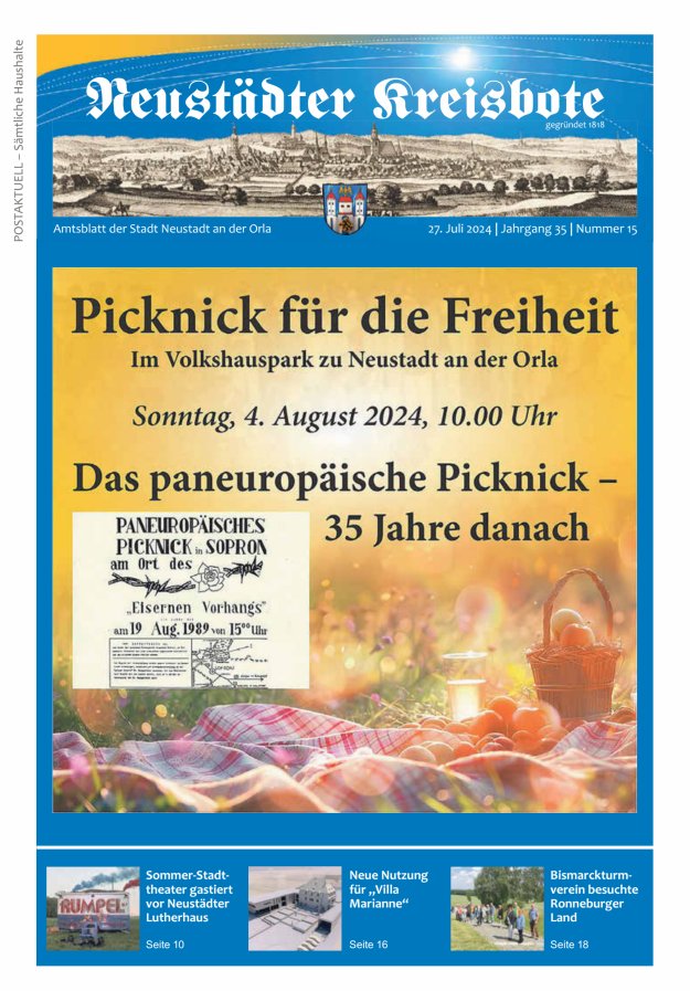 Neustädter Kreisbote Titelblatt 15/2024