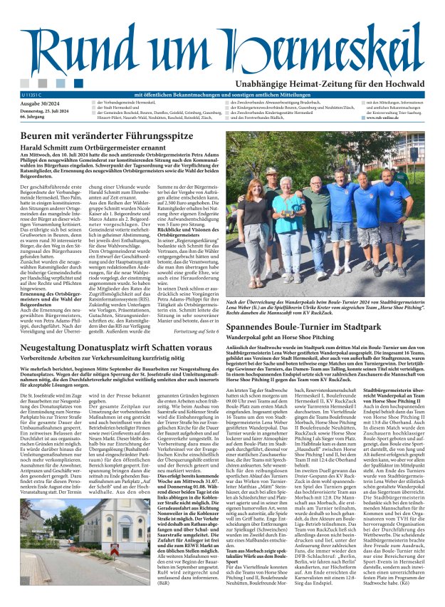 Rund um Hermeskeil Titelblatt 30/2024